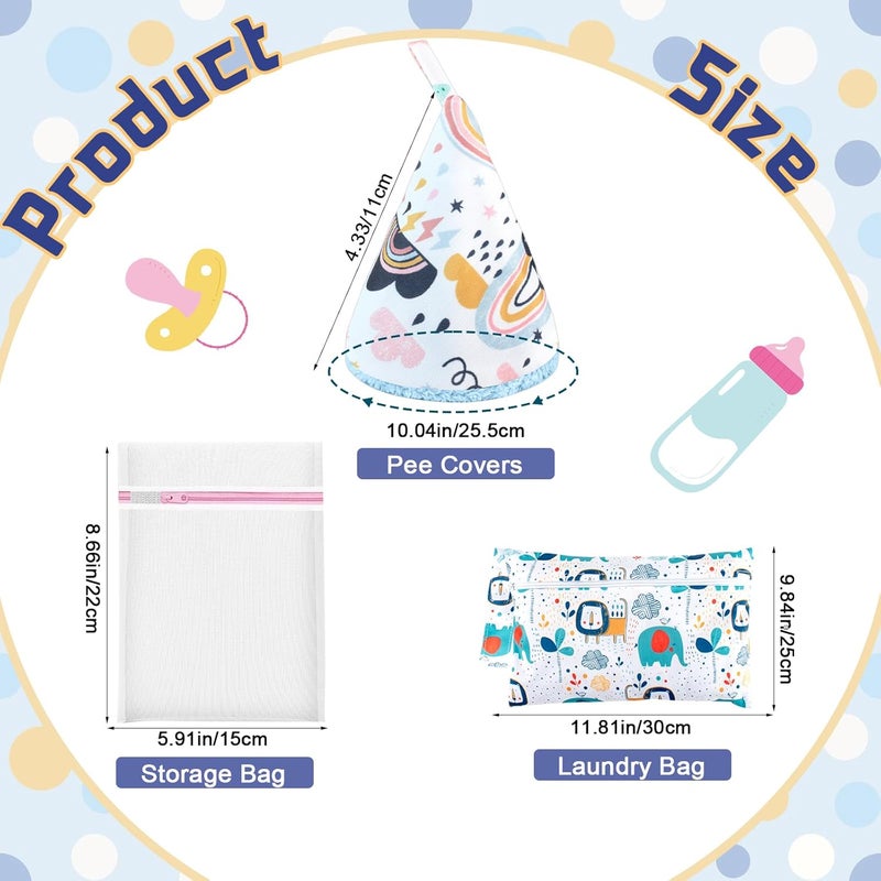 YSSPPOY 10 Pcs Coral Velvet Peepeeteepe Baby Boy with Storage Bag & Laundry Bag, Strong Water Absorption Pee Peep Teepee for Baby Boy, Reusable Pee Covers for New Parents Gift - Image 4